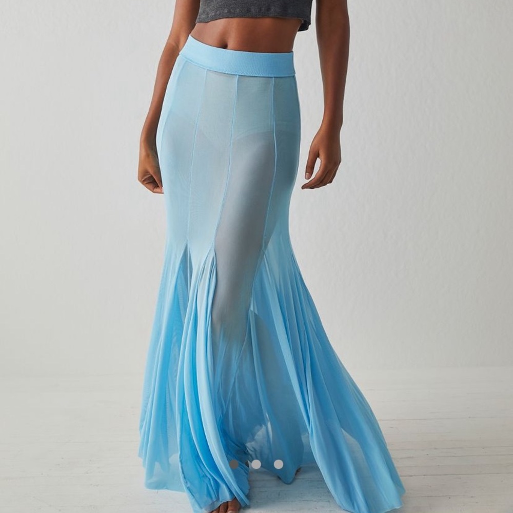 Free People Intimately Godet Girl Light Blue (Sea Washed) Mesh 1/2 Slip